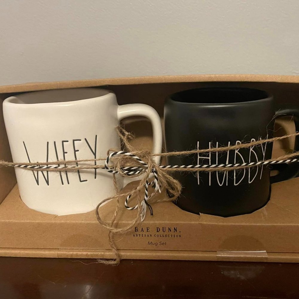 Rae Dunn Hubby and Wifey Mugs
